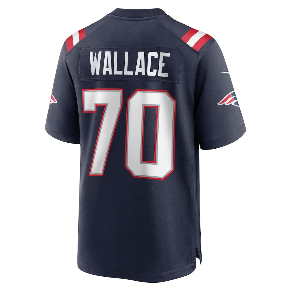Perkns NE.Patriots #70 Caedan Wallace Navy Game Retired Player Jersey