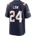 Perkns NE.Patriots #24 Ty Law Navy Game Retired Player Jersey