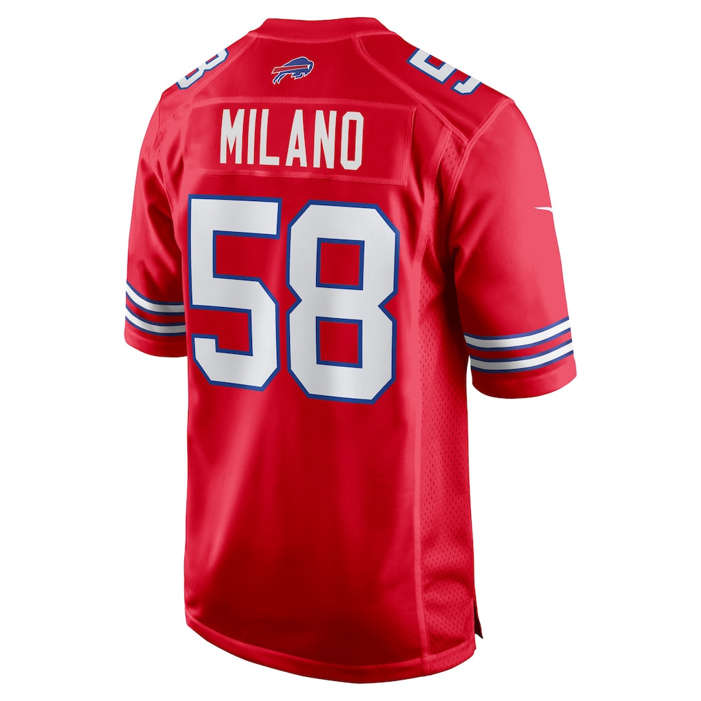 Perkns B.Bills #58 Matt Milano Red Alternate Game Jersey