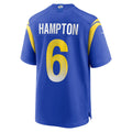 Perkns LA.Rams #6 Rob Nick Hampton Royal Team Game Jersey