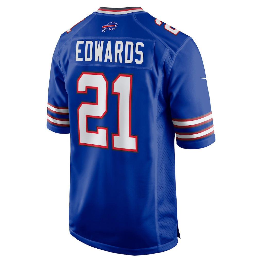 Perkns B.Bills #21 Mike Edwards Royal Game Jersey