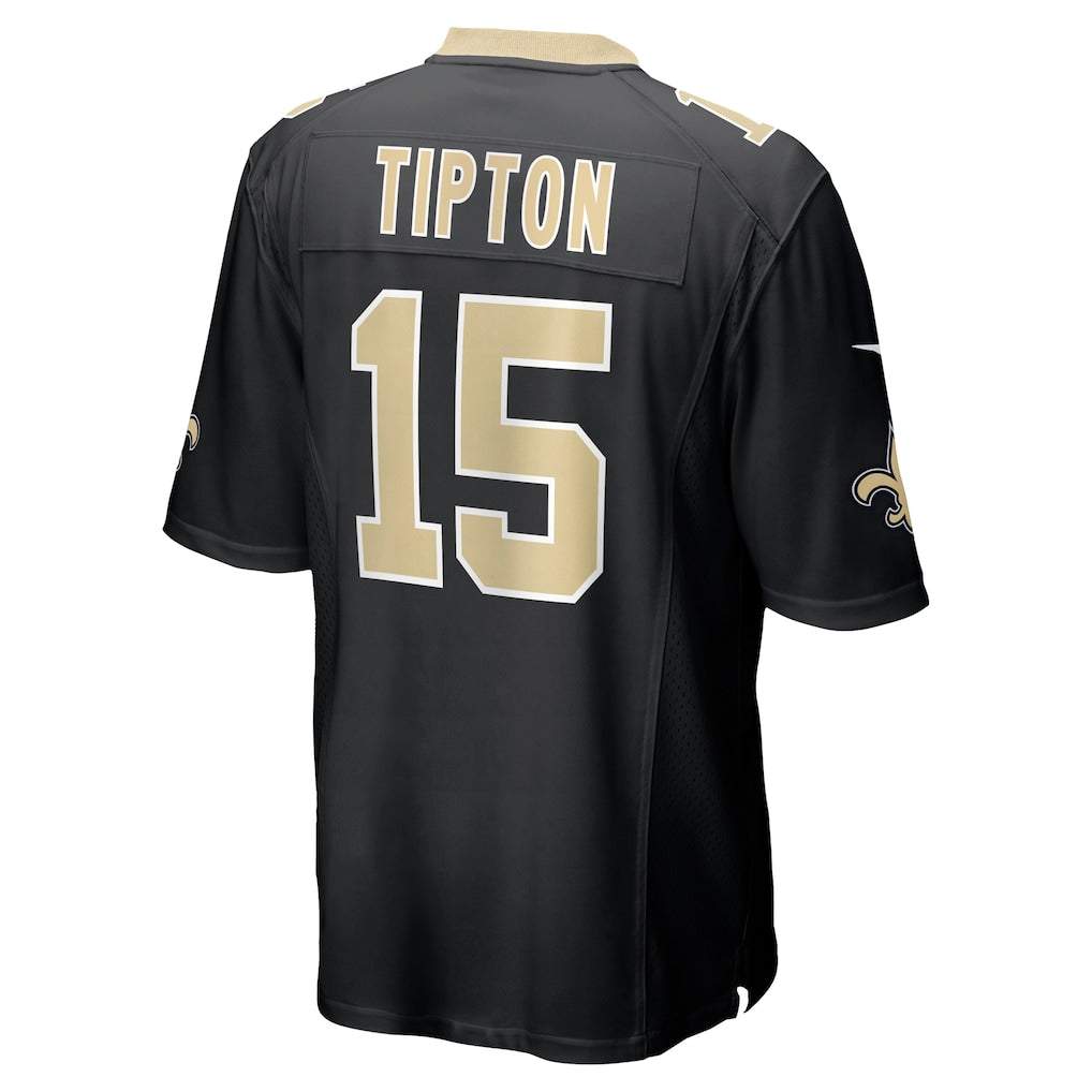 Perkns NO.Saints #15 Mason Tipton Black Team Game Jersey