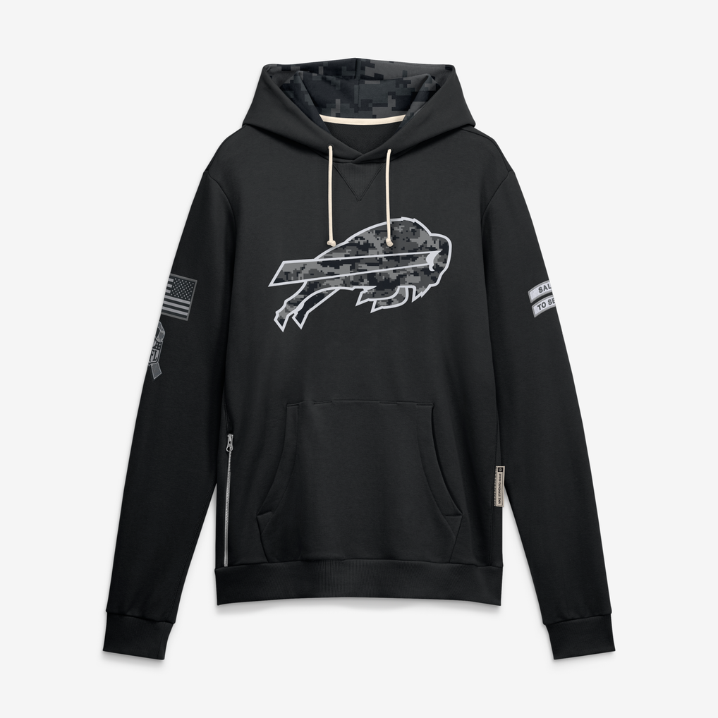 Perkns B.Bills Black 2026 Salute to Service Sideline Dri-FIT Pullover Hoodie Jerseys