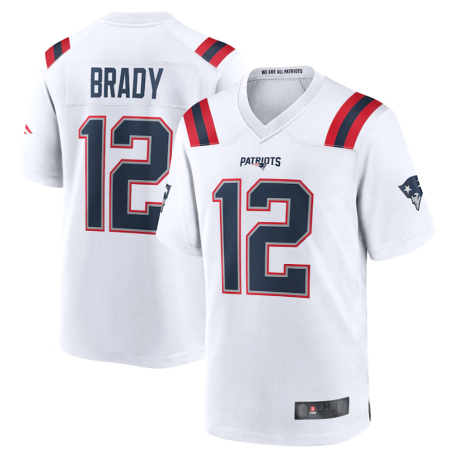 Perkns NE.Patriots #12 Tom Brady Player White Game Stitched Jerseys