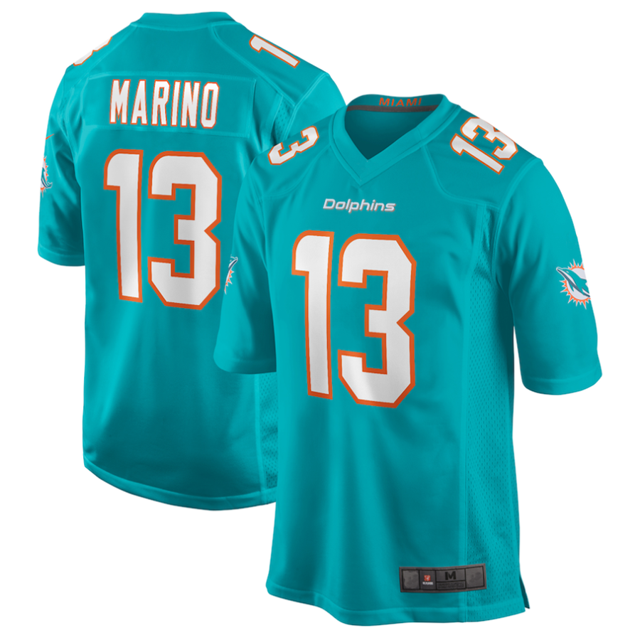 Perkns #13 Dan Marino M.Dolphins Aqua Game Retired Stitched Jerseys