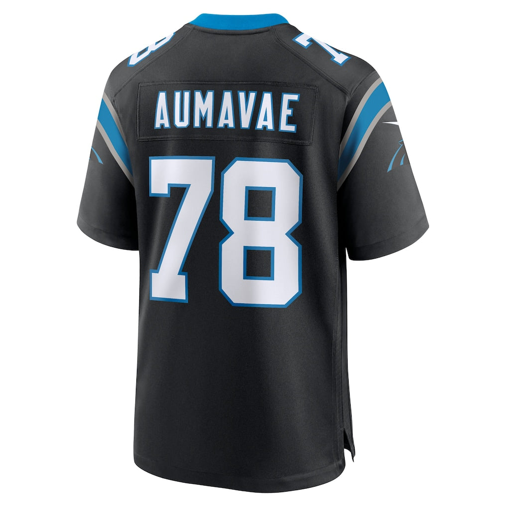 Perkns C.Panthers #78 Popo Aumavae Black Team Game Jersey