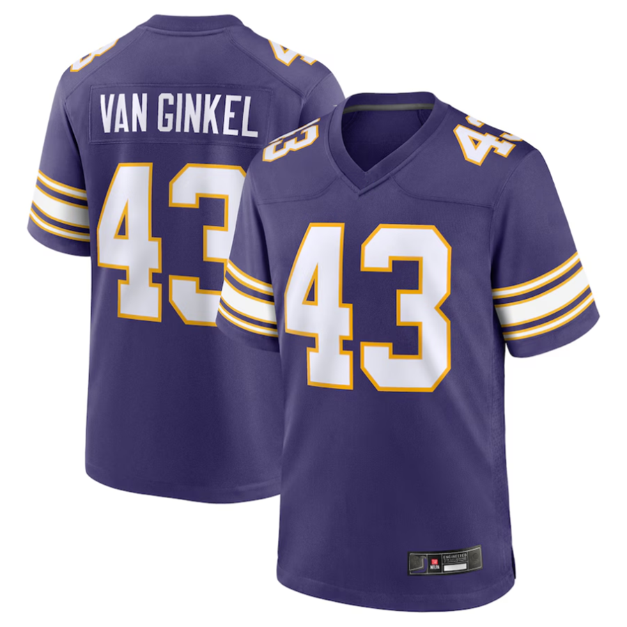 Perkns #43 Andrew Van Ginkel Player MN.Vikings Purple Game Stitched Jerseys