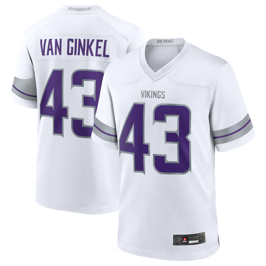 Perkns #43 Andrew Van Ginkel Player MN.Vikings White Alternate Game Stitched Jerseys