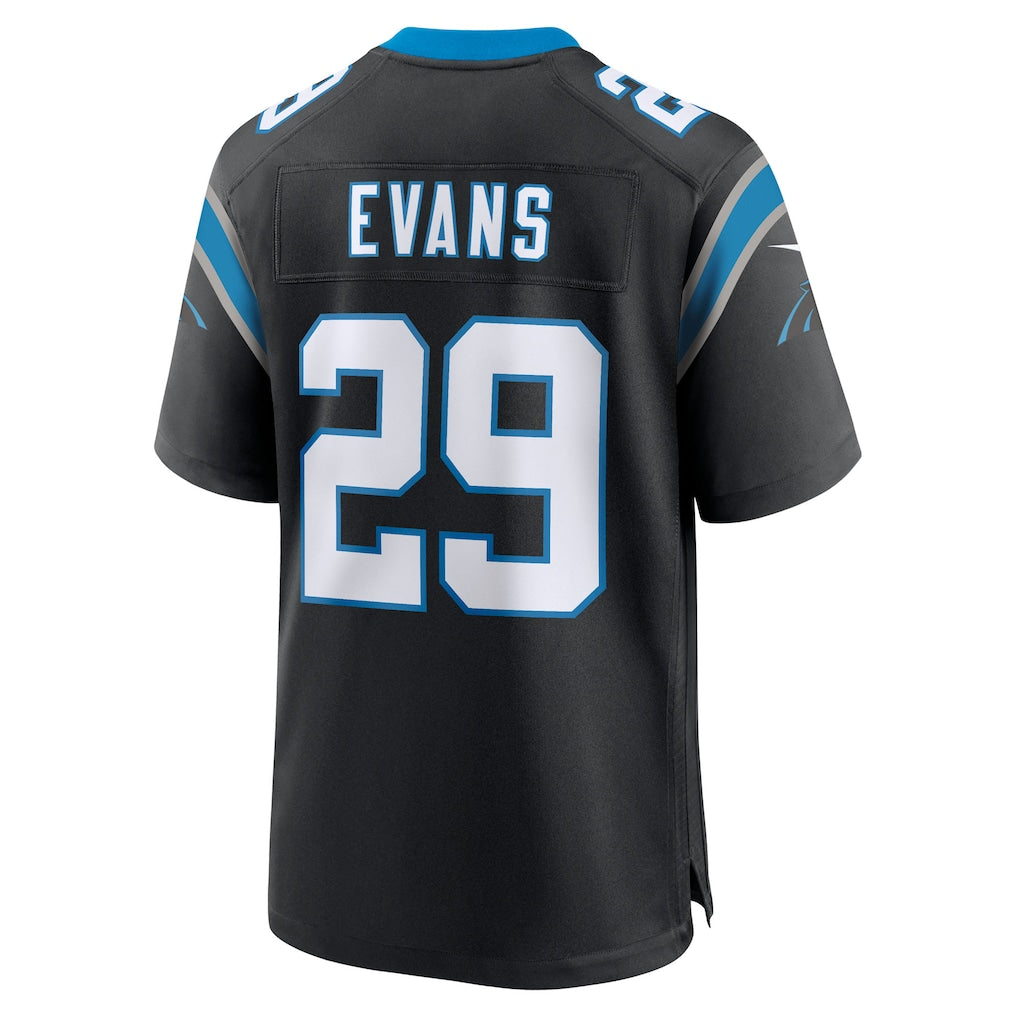 Perkns C.Panthers #29 Akayleb Evans Black Team Game Jersey