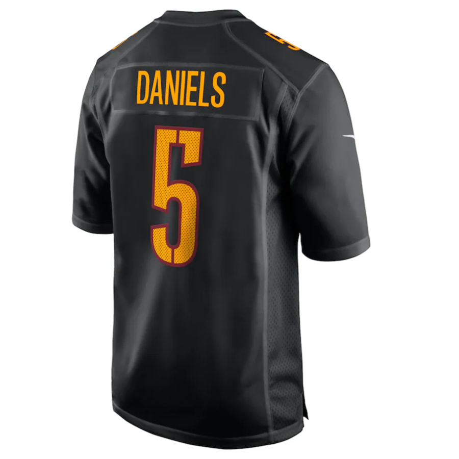 Perkns #5 Jayden Daniels Player W.Commanders Carbon Black Fashion Stitched Jersey