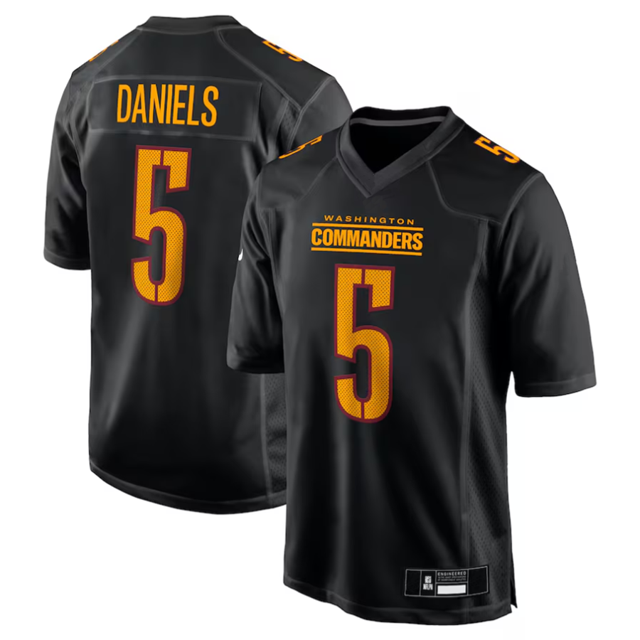Perkns #5 Jayden Daniels Player W.Commanders Carbon Black Fashion Stitched Jerseys