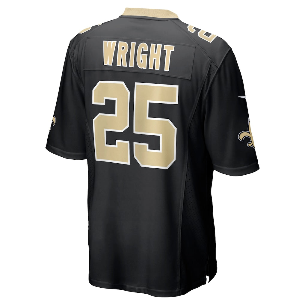 Perkns NO.Saints #25 Rejzohn Wright Black Team Game Jersey
