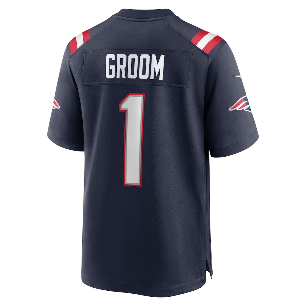Perkns NE.Patriots #1 Groom Navy Game Jersey