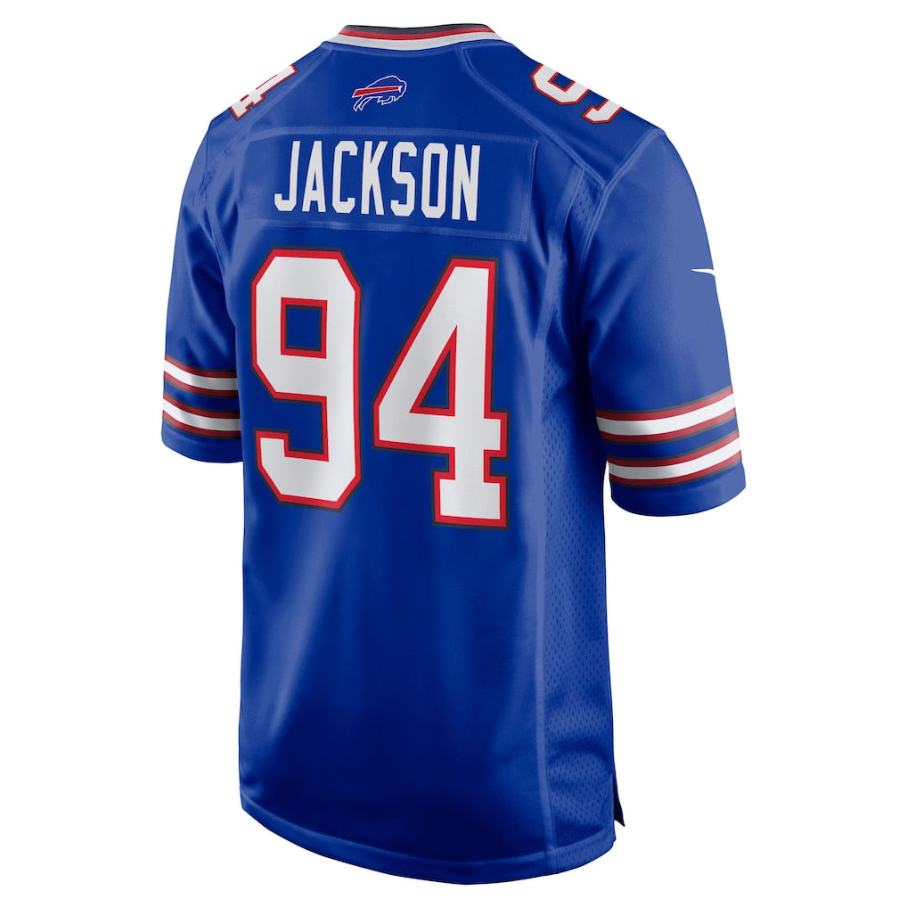 Perkns B.Bills #94 Landon Jackson Royal Team Game Jersey