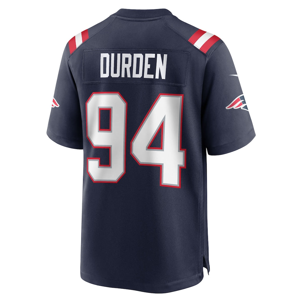 Perkns NE.Patriots #94 Cory Durden Navy Team Game Jersey