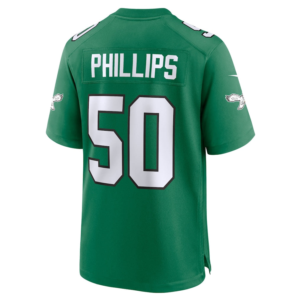 Perkns P.Eagles #50 Jaelan Phillips Kelly Green Alternate 2 Game Jersey