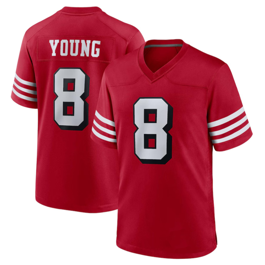Perkns #8 Steve Young Player SF.49ers Scarlet Alternate Game Stitched Jerseys