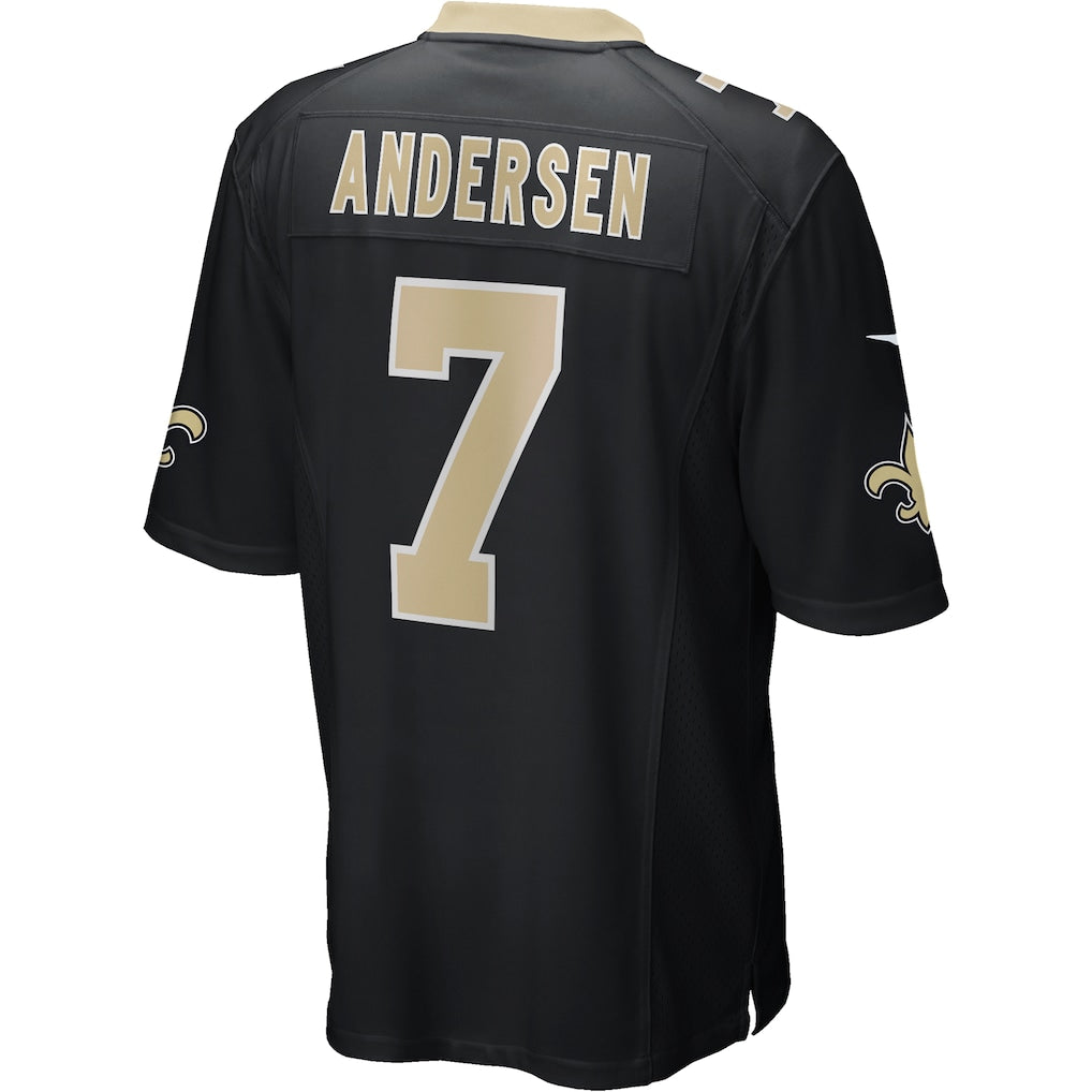 Perkns NO.Saints #7 Morten Andersen Black Game Retired Player Jersey