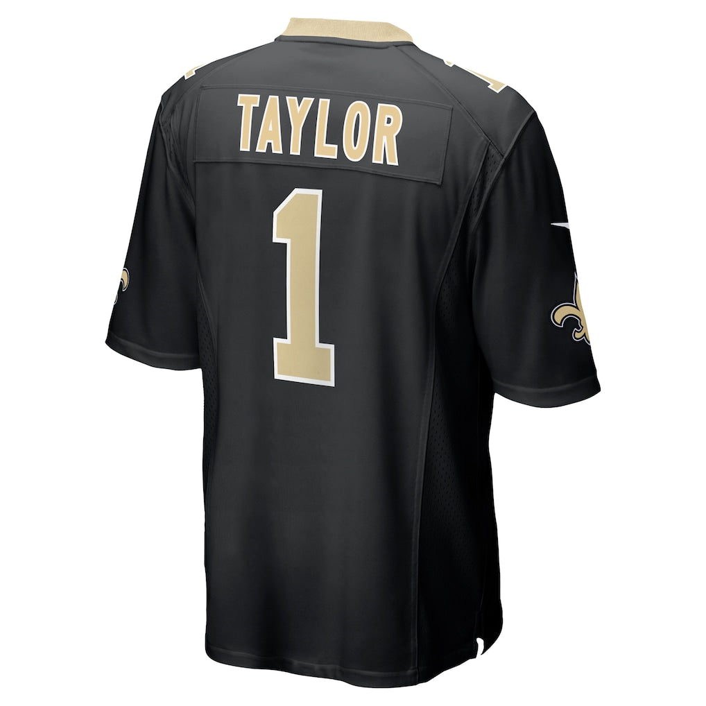 Perkns NO.Saints #1 Alontae Taylor Black Team Game Jersey