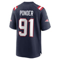 Perkns NE.Patriots #91 Elijah Ponder Navy Team Game Jersey