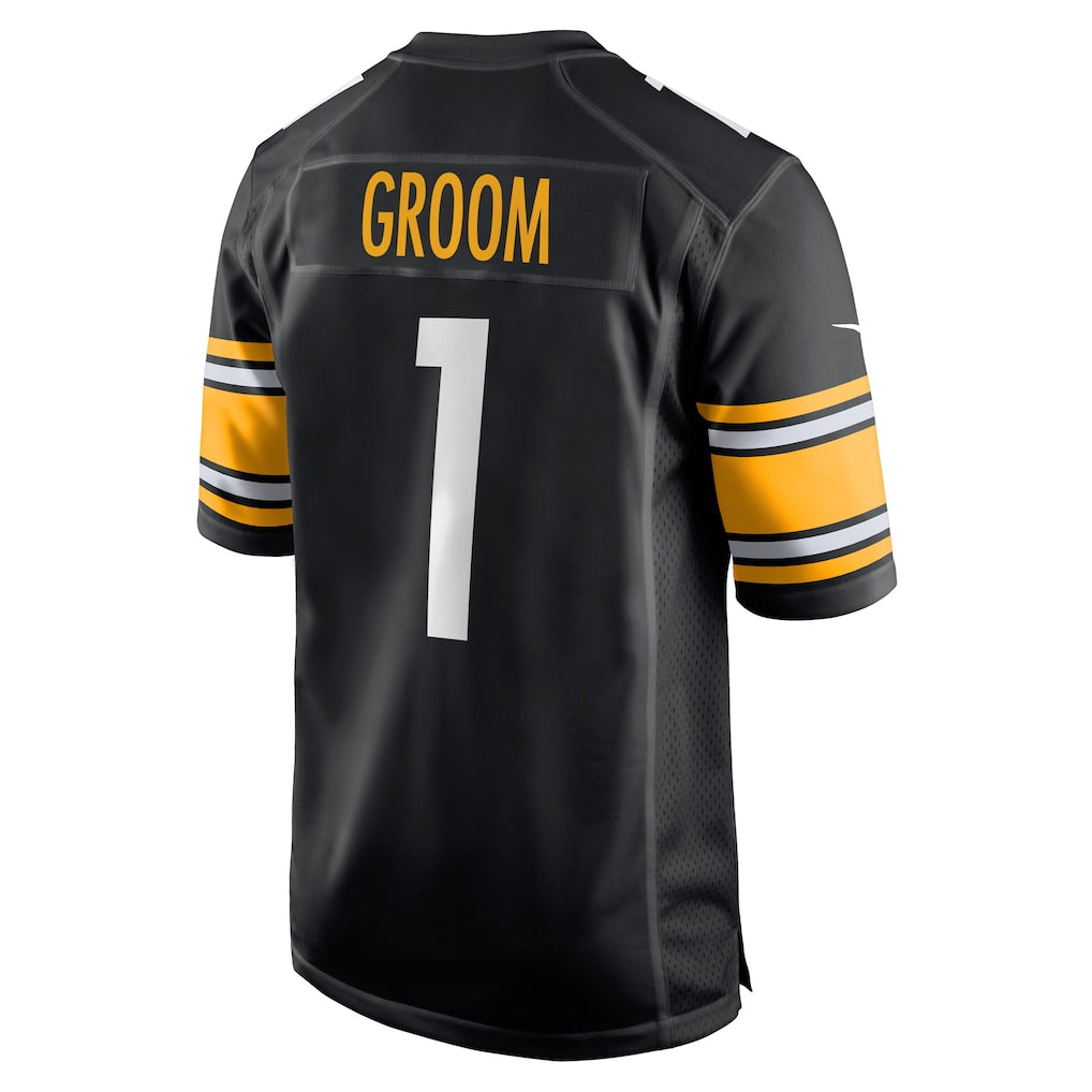 Perkns P.Steelers #1 Groom Black Game Jersey