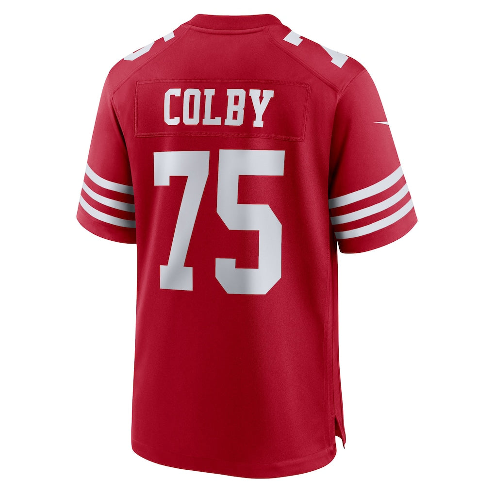 Perkns SF.49ers #75 Connor Colby Scarlet Team Game Jersey