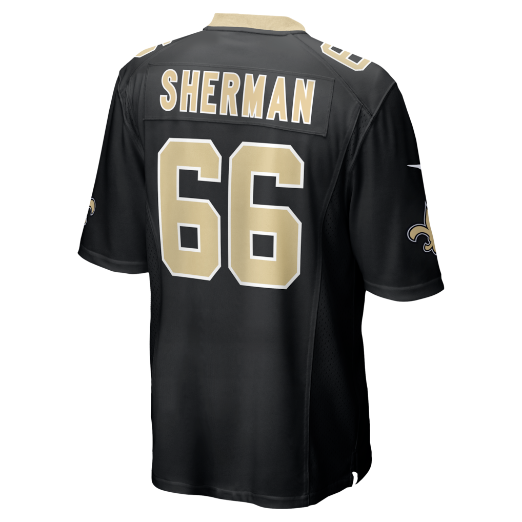 Perkns NO.Saints #66 William Sherman Black Team Game Jersey