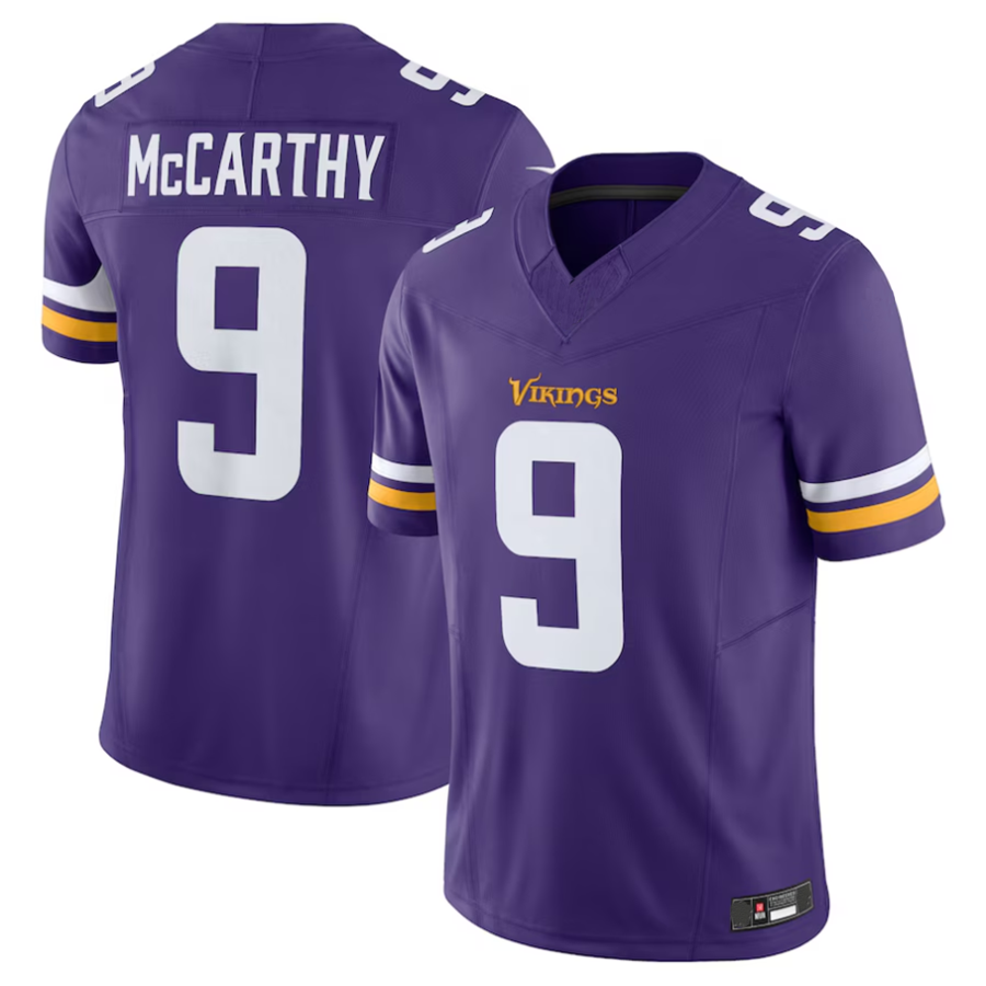 Perkns #9 J.J. McCarthy Player MN.Vikings Purple Vapor F.U.S.E. Limited Stitched Jerseys