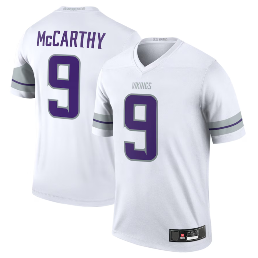 Perkns #9 J.J. McCarthy Player MN.Vikings White Alternate Legend Stitched Jerseys