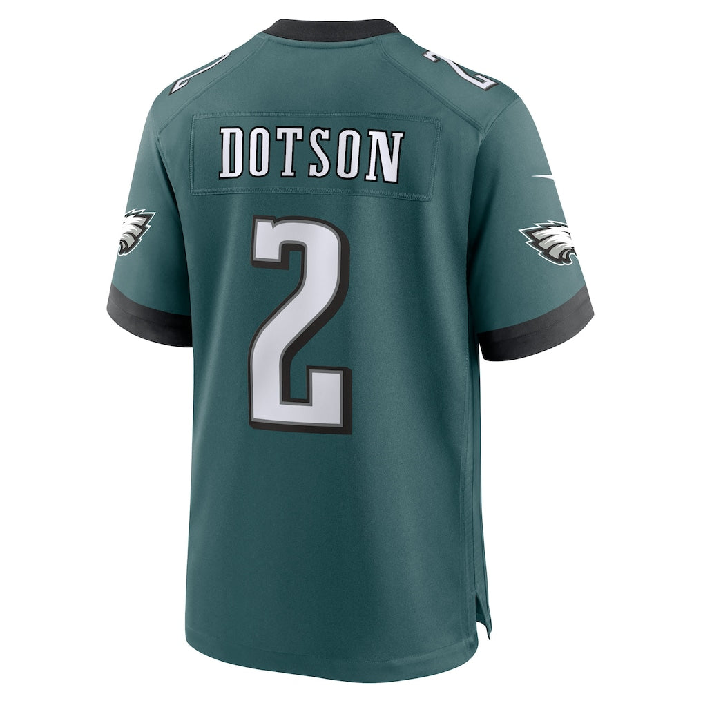 Perkns P.Eagles #2 Jahan Dotson Midnight Green Team Game Jersey