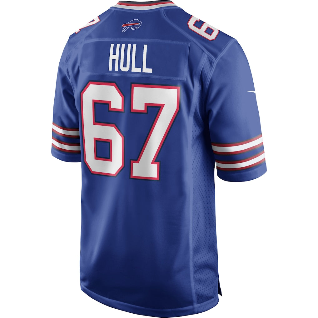 Perkns B.Bills #67 Kent Hull Royal Game Retired Player Jersey