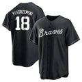 Perkns A.Braves #18 Mike Yastrzemski player Black&White Replica Stitched Jerseys