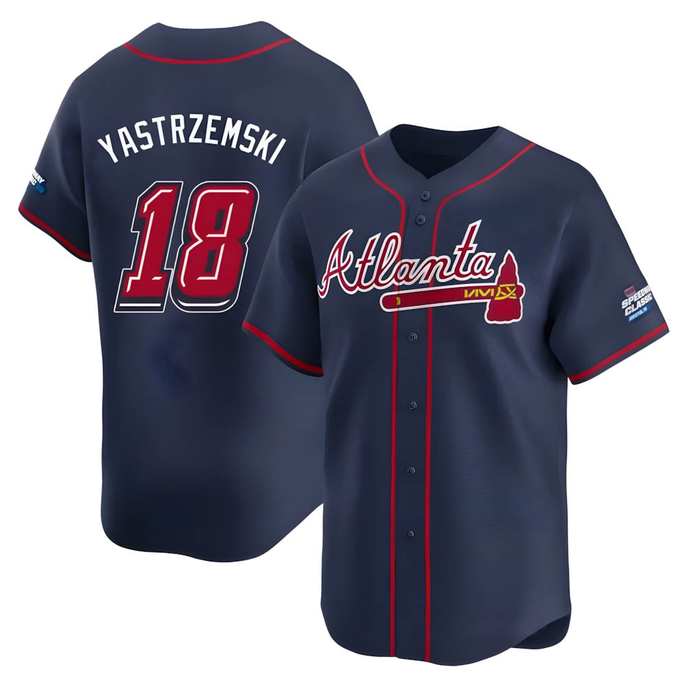 Perkns A.Braves #18 Mike Yastrzemski player Navy Limited Speedway Classic Alternate Stitched Jerseys