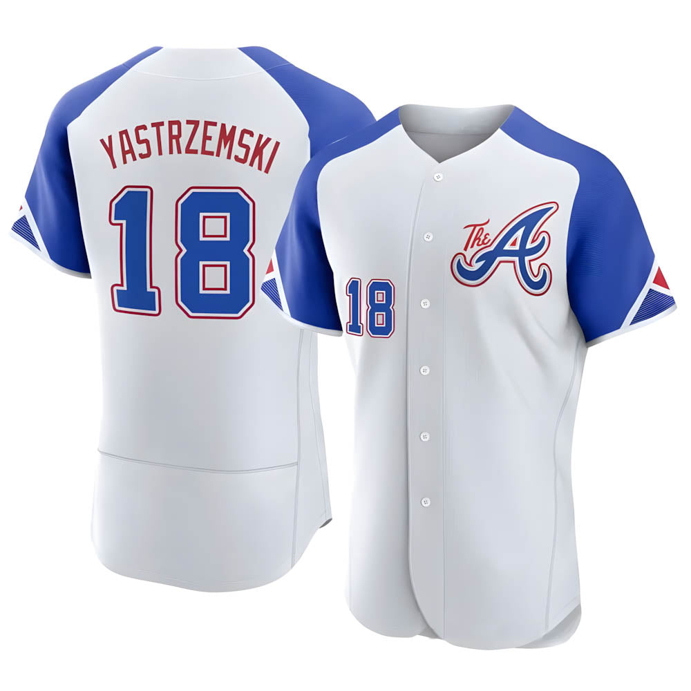 Perkns A.Braves #18 Mike Yastrzemski player White Authentic City Connect Stitched Jerseys