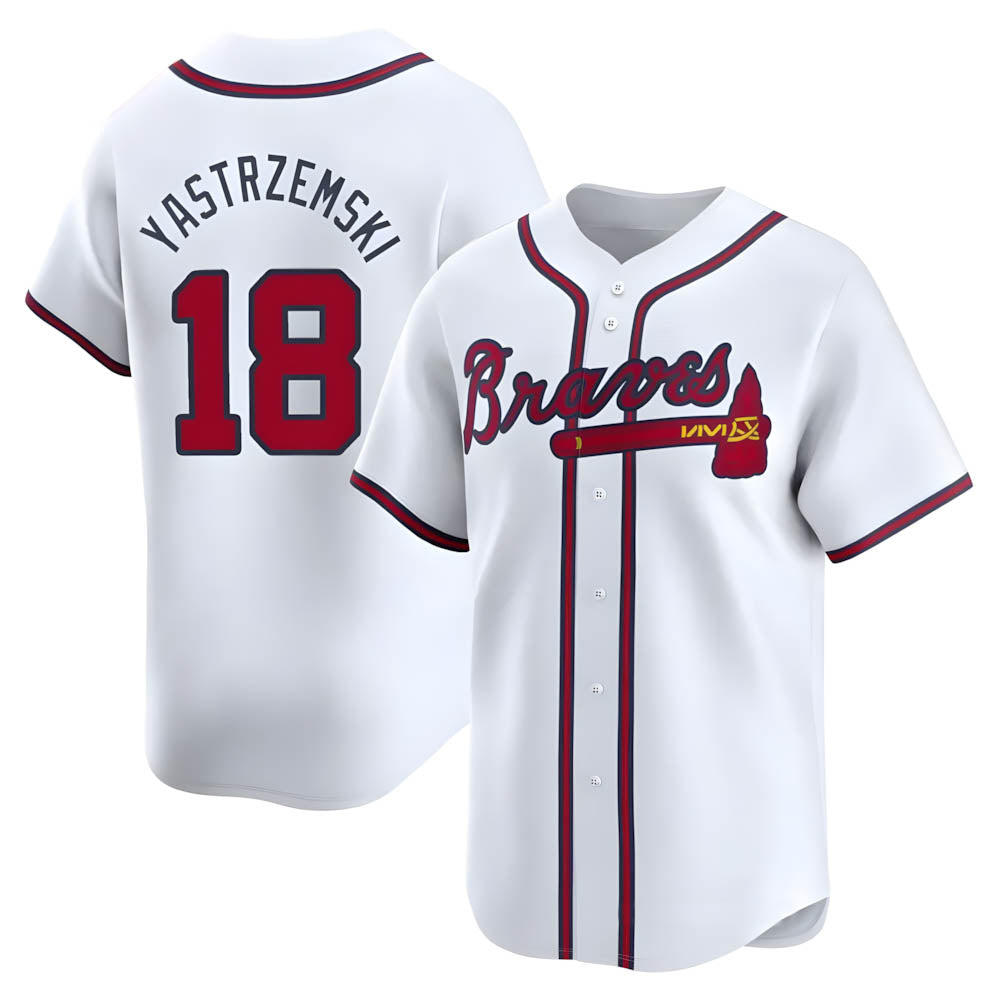 Perkns A.Braves #18 Mike Yastrzemski player White Limited Home Stitched Jerseys