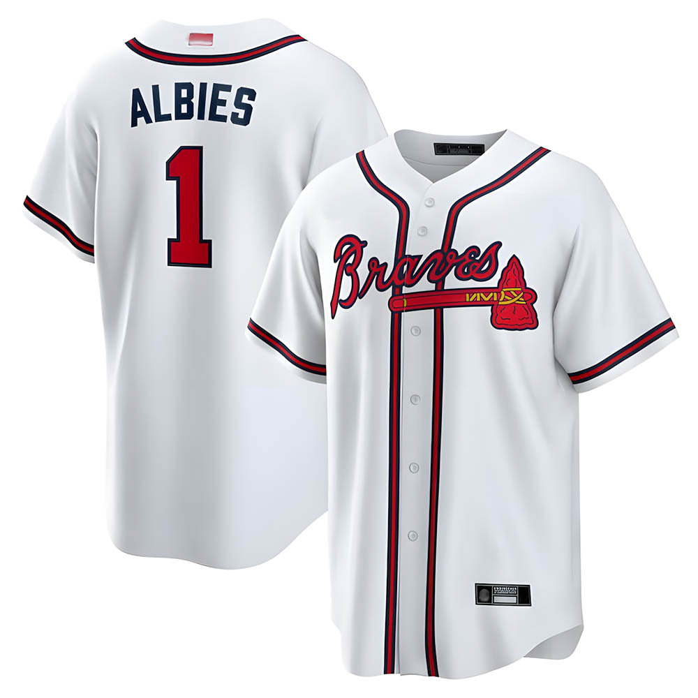 Perkns A.Braves #1 Ozzie Albies Player White Alternate Stitched Jerseys