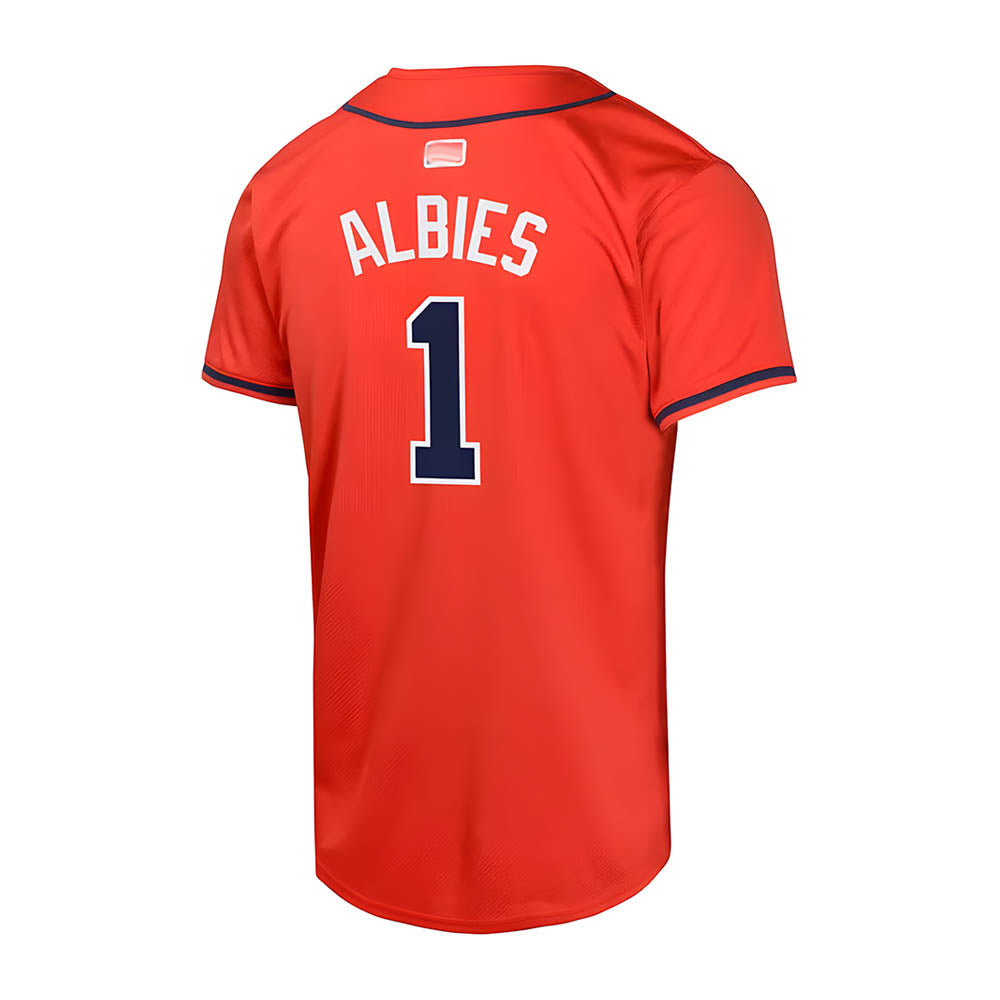Perkns A.Braves #1 Ozzie Albies Player Red Limited Stitched Jerseys