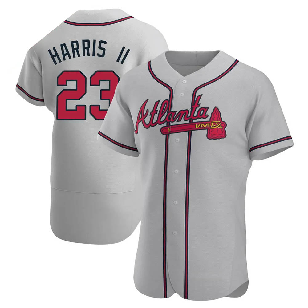 Perkns A.Braves #23 Michael Harris II player Gray Authentic Road Stitched Jerseys
