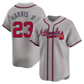 Perkns A.Braves #23 Michael Harris II player Gray Limited Away Stitched Jerseys