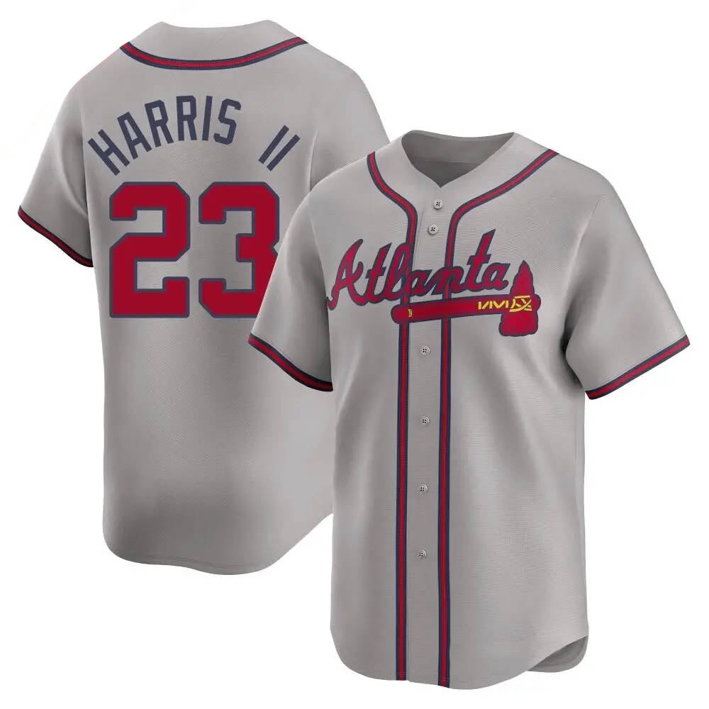 Perkns A.Braves #23 Michael Harris II player Gray Limited Away Stitched Jerseys