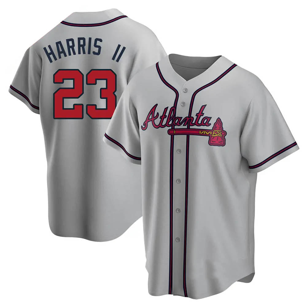 Perkns A.Braves #23 Michael Harris II player Gray Replica Road Stitched Jerseys