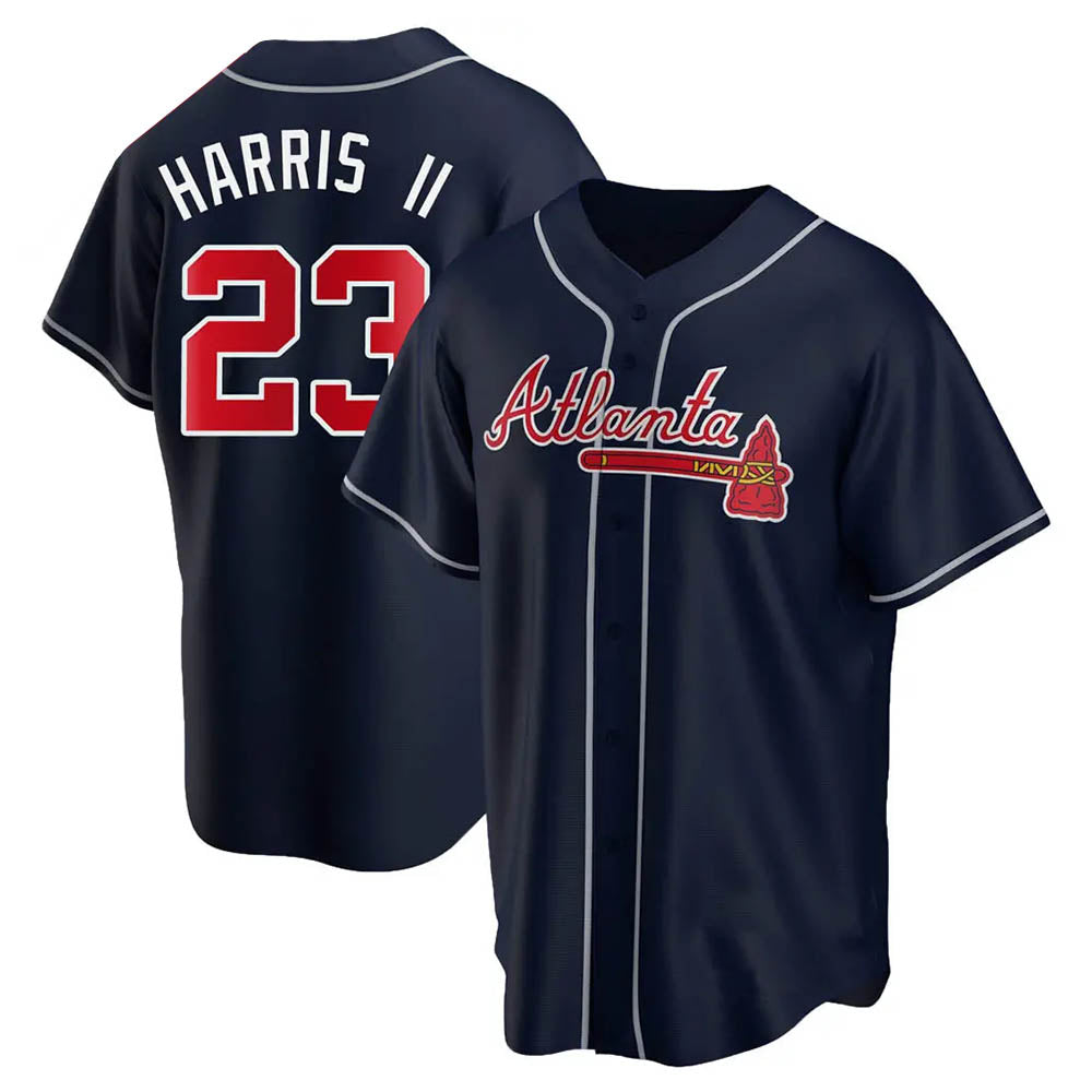 Perkns A.Braves #23 Michael Harris II player Navy Replica Alternate Stitched Jerseys