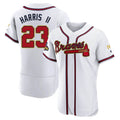 Perkns A.Braves #23 Michael Harris II player White&Gold Authentic Program Stitched Jerseys