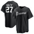 Perkns A.Braves #27 Austin Riley Player Black&White Replica Stitched Jerseys