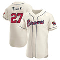 Perkns A.Braves #27 Austin Riley Player Cream Authentic Alternate Stitched Jerseys