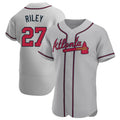 Perkns A.Braves #27 Austin Riley Player Gray Authentic Road Stitched Jerseys