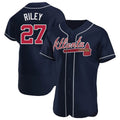 Perkns A.Braves #27 Austin Riley Player Navy Authentic Alternate Stitched Jerseys