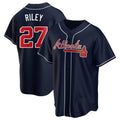 Perkns A.Braves #27 Austin Riley Player Navy Replica Alternate Stitched Jerseys