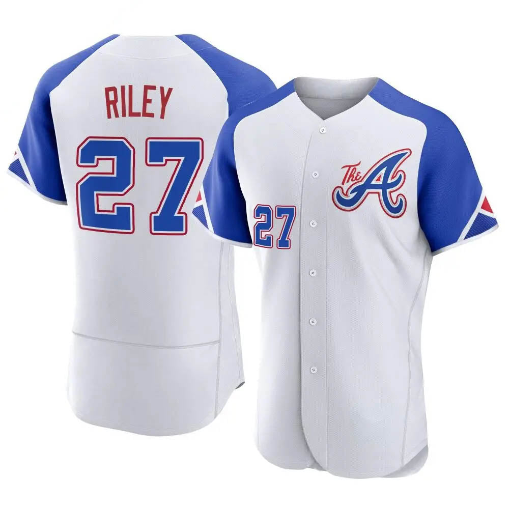 Perkns A.Braves #27 Austin Riley Player White Authentic City Connect Stitched Jerseys