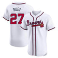 Perkns A.Braves #27 Austin Riley Player White Elite Home Stitched Jerseys